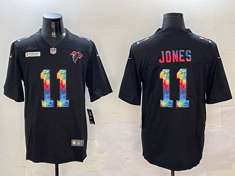 Men Atlanta Falcons #11 Jones Black Rainbow 2024 Nike Limited NFL Jersey style 2